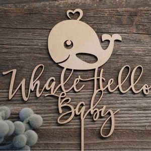 “Whale hello baby” cake topper baby shower